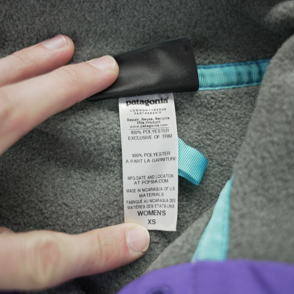 Patagonia‎ Synchilla Snap-T Fleece Pullover Womens XS Gray Purple Trim 25485 - Picture 7 of 9